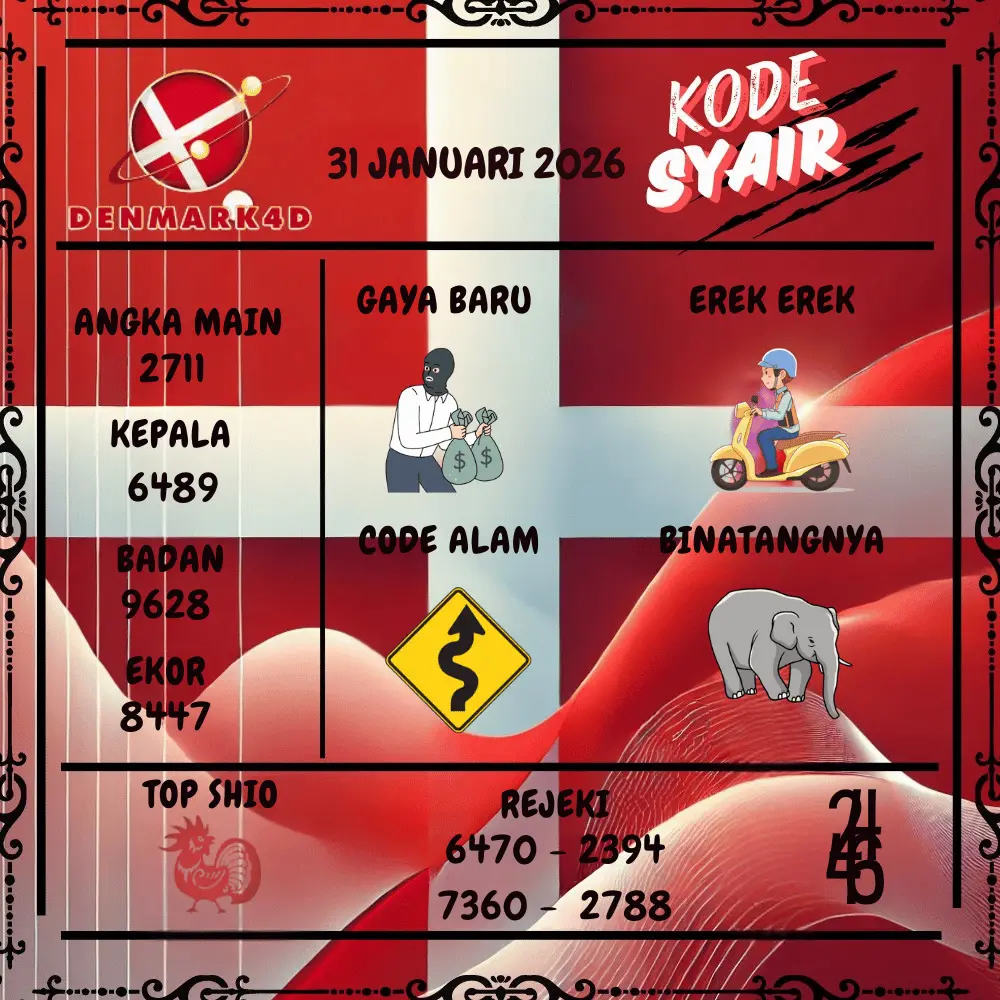 Kode Syair Denmark4D Pools - Januari 2026
